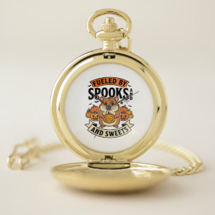 Halloween Hamster Fueled By Spooks Funny Cute_1 Pocket Watch