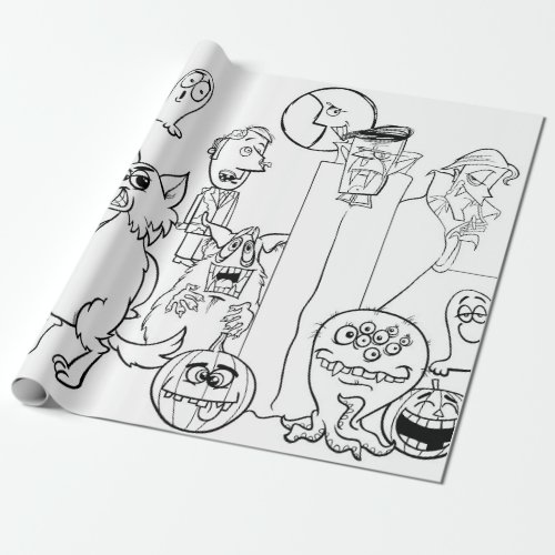 HALLOWEEN HAND DRAWN MONSTER Wrapping Paper