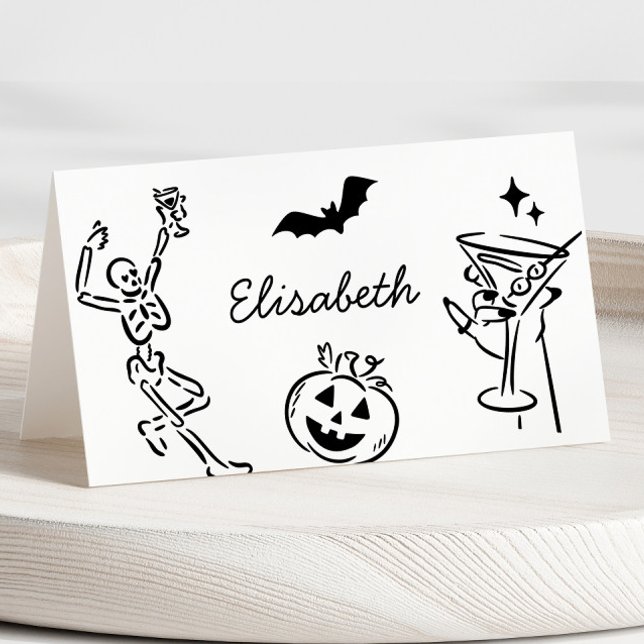 Halloween Hand Drawn Name Place Card (Creator Uploaded)