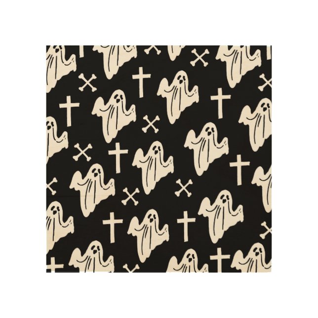 Halloween Hand Drawn Pattern Background Wood Wall Art (Front)