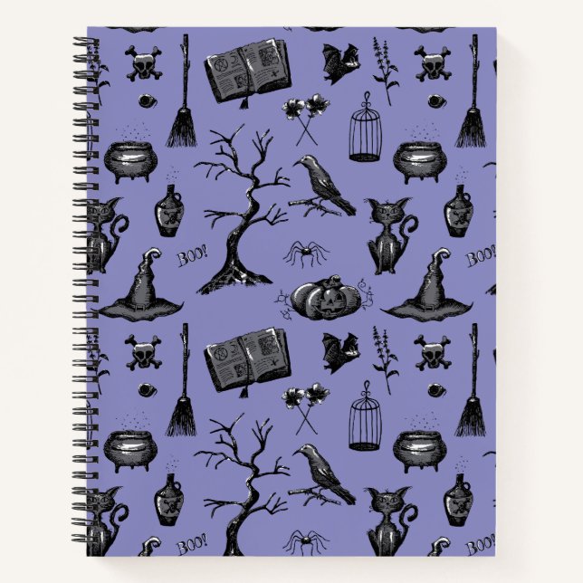 Halloween Hand-Drawn Spiral Notebook (Front)
