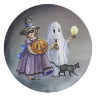 Halloween Hand Painted Treaters Plate