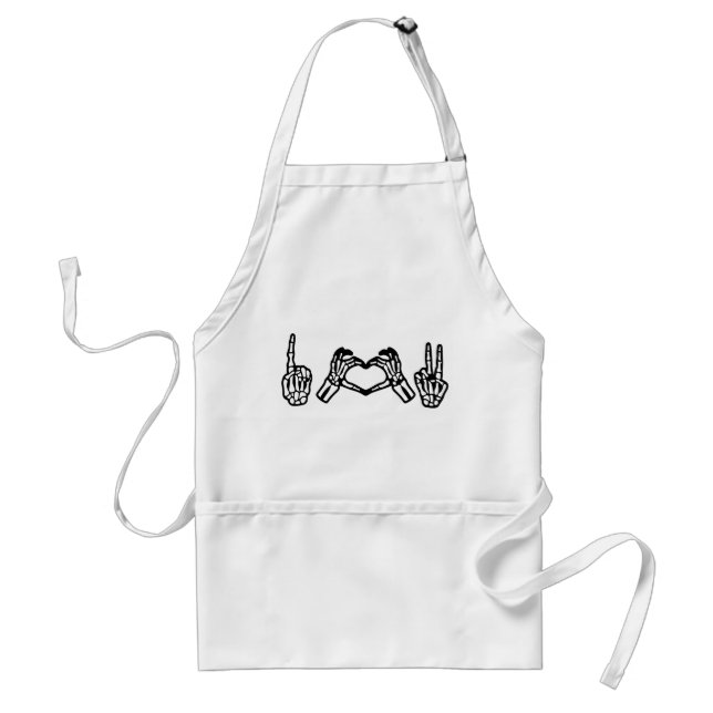 Halloween Hand Sign Language I Heart Peace Adult Apron (Front)