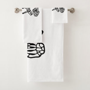 Halloween Hand Sign Language I Heart Peace Bath Towel Set