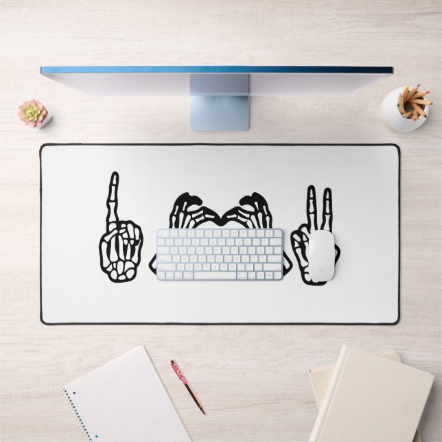 Halloween Hand Sign Language I Heart Peace Desk Mat (Office 1)