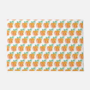 Halloween Hand Watercolored Pumpkins Pattern Doormat