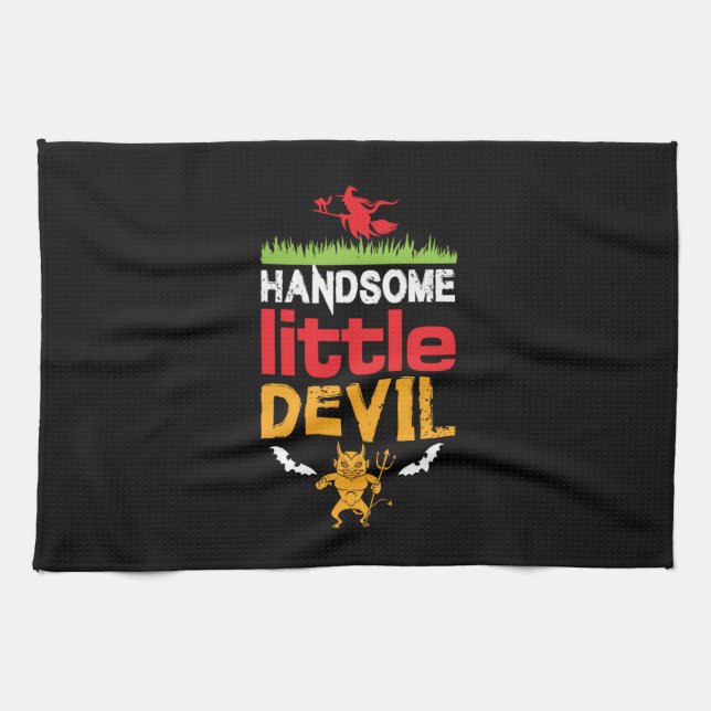 Halloween Handsome Little Birthday Kitchen Towel (Horizontal)