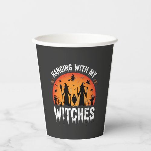 Halloween Hanging With My Witches Vintage Moon Paper Cups