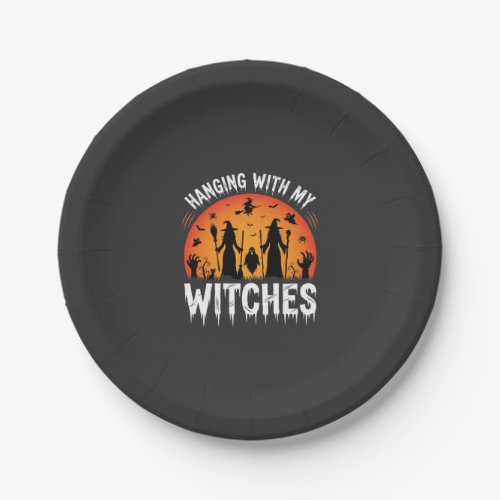 Halloween Hanging With My Witches Vintage Moon Paper Plates