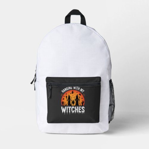 Halloween Hanging With My Witches Vintage Moon Printed Backpack