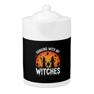 Halloween Hanging With My Witches Vintage Moon Teapot