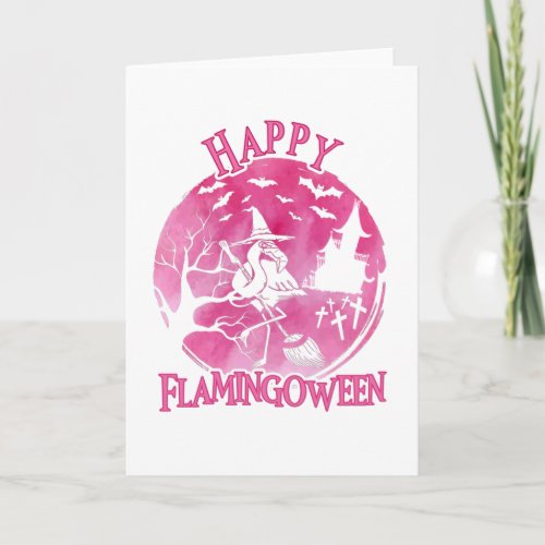 Halloween Happy Flamingoween Flamingo Watercolor Card