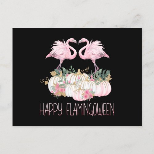Halloween Happy Flamingoween Watercolor Graphic Postcard