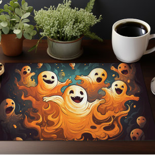 Halloween, Happy Ghosts Cloth Placemat
