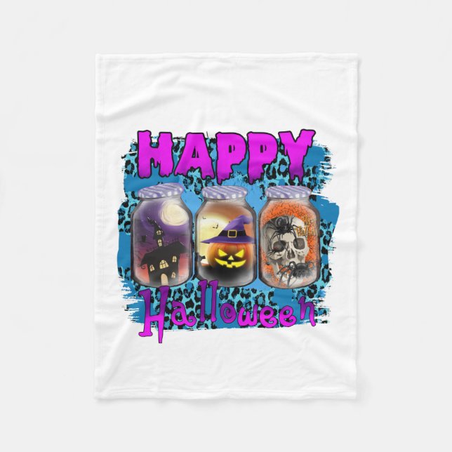 Halloween Happy Halloween Birthday Fleece Blanket (Front)