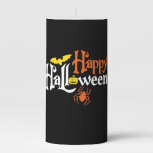 Halloween Happy Halloween Birthday Pillar Candle