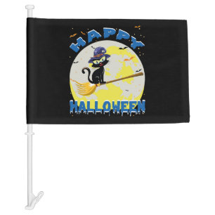 Halloween - happy halloween cat car flag