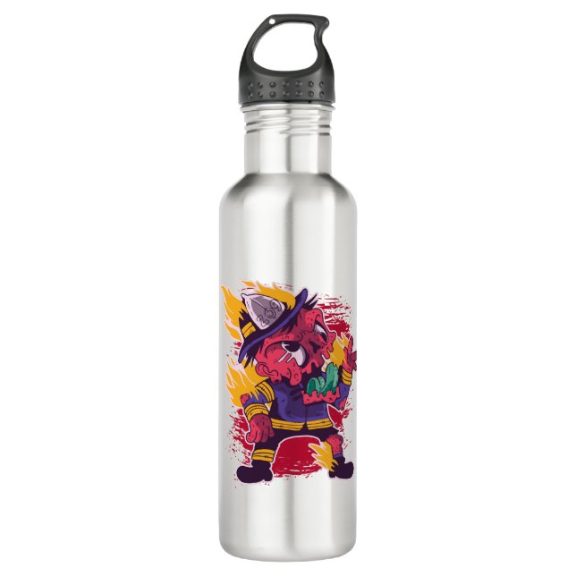 Halloween Happy Halloween Firefighter Costume Stainless Steel Water Bottle (Front)