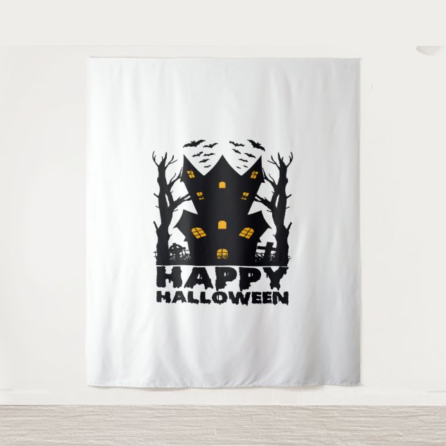 Halloween ( Happy Halloween House) Tapestry (Front)