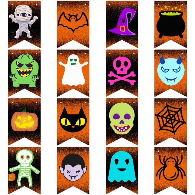 Halloween Happy Halloween Party spooky fun cute 16 Bunting Flags (Creator Uploaded)