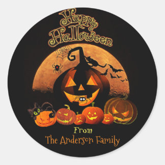 Halloween - Happy Halloween Pumpkins Classic Round Sticker