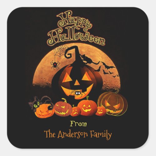 Halloween _ Happy Halloween Pumpkins Square Sticker