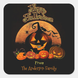 Halloween - Happy Halloween Pumpkins Square Sticker