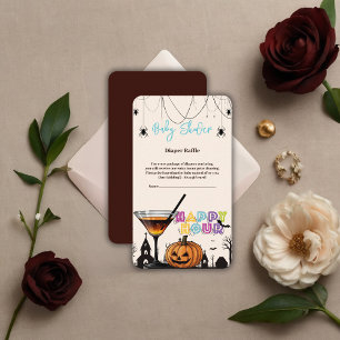 Halloween Happy Hour Pumpkin Cocktail Baby Shower Enclosure Card