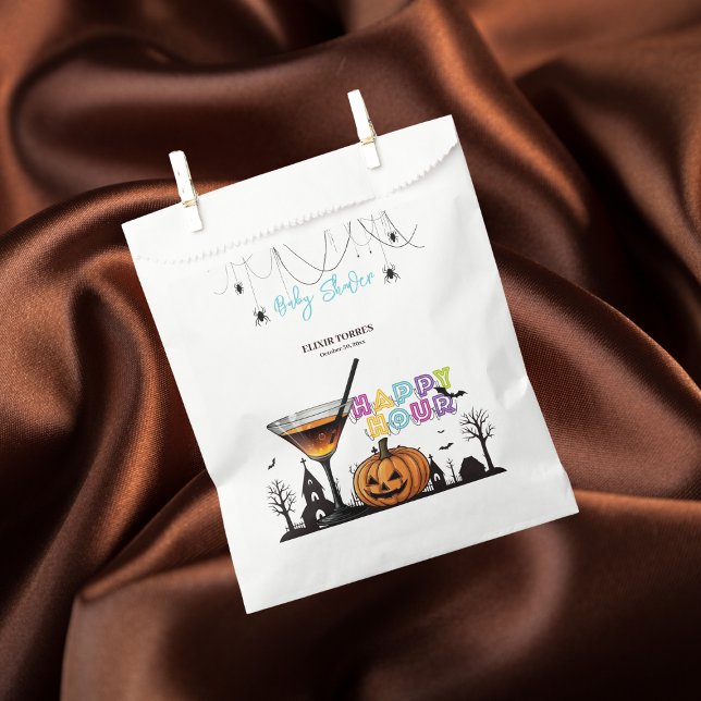 Halloween Happy Hour Pumpkin Cocktail Baby Shower Favor Bag (Creator Uploaded)