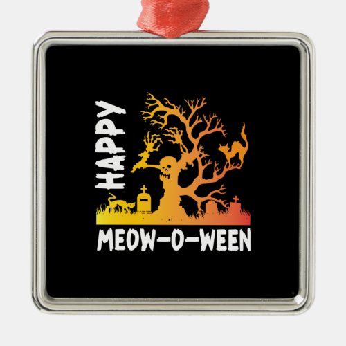 Halloween Happy Meow Halloween Birthday Metal Ornament