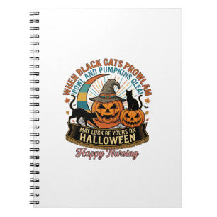 Halloween Happy Nursing Black Cats Pumpkins Witch Notebook