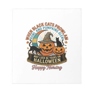 Halloween Happy Nursing Black Cats Pumpkins Witch Notepad