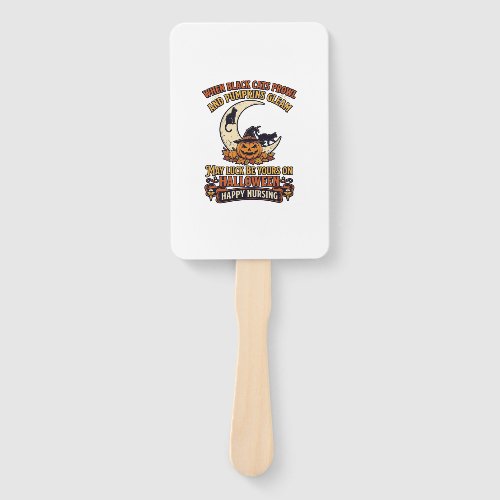 Halloween Happy Nursing Pumpkin Witch Hat Black Ca Hand Fan