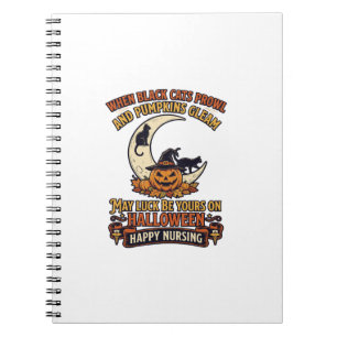 Halloween Happy Nursing Pumpkin Witch Hat Black Ca Notebook