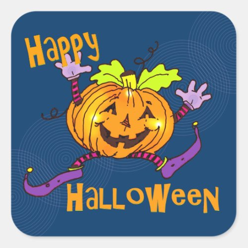 Halloween Happy Pumpkin Square Sticker