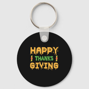 Halloween Happy Thanksgiving Birthday Keychain