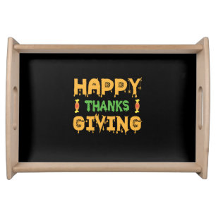 Halloween Happy Thanksgiving Birthday Serving Tray