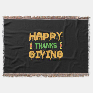 Halloween Happy Thanksgiving Birthday Throw Blanket