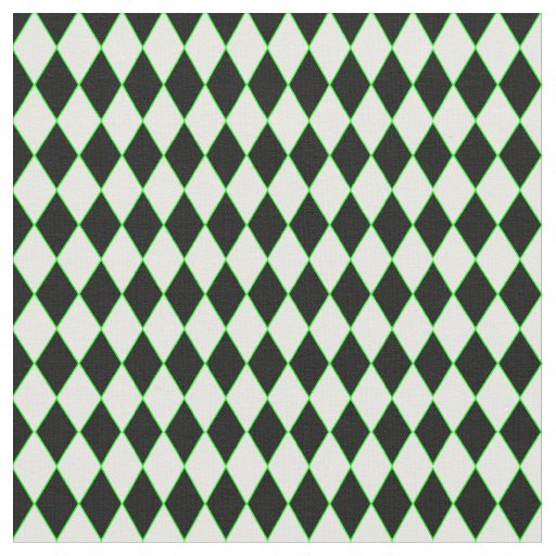 halloween harlequin green black white fabric