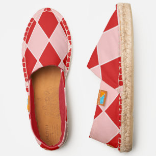 halloween harlequin pink red jester espadrilles