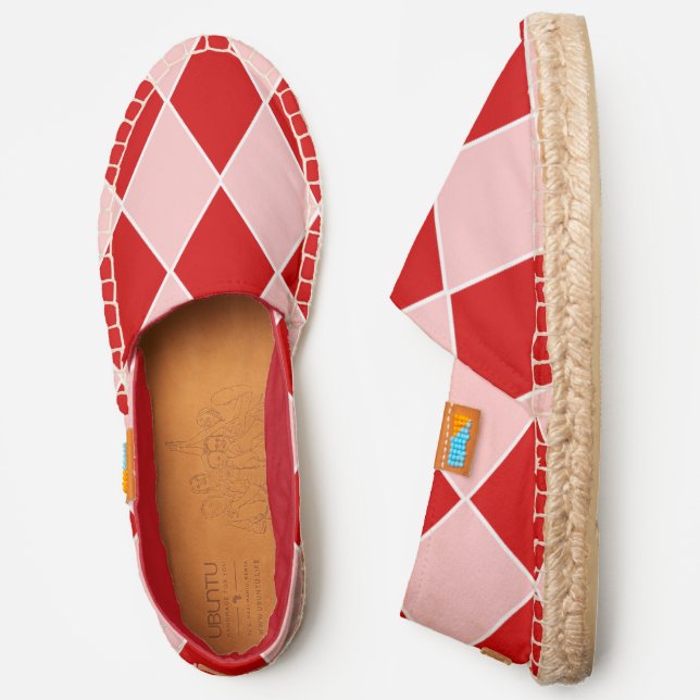 halloween harlequin pink red jester espadrilles (Side)