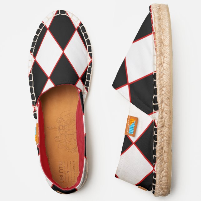 halloween harlequin red black white espadrilles (Side)