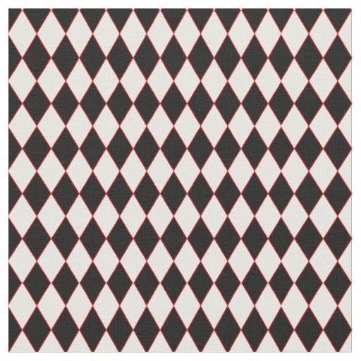 halloween harlequin red black white fabric