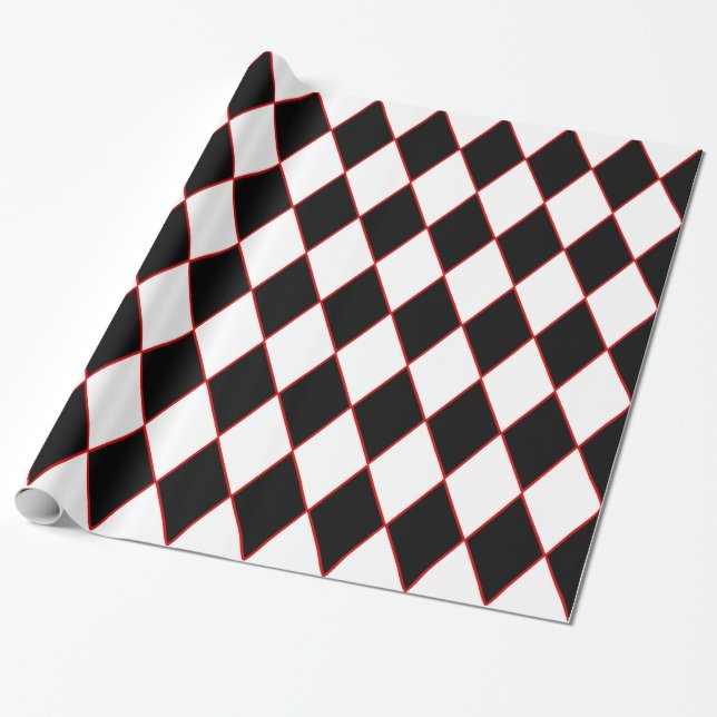 halloween harlequin red black white wrapping paper (Unrolled)