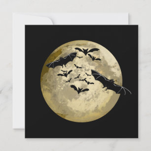 Halloween Harvest Full Moon And Night Flight Bats Card