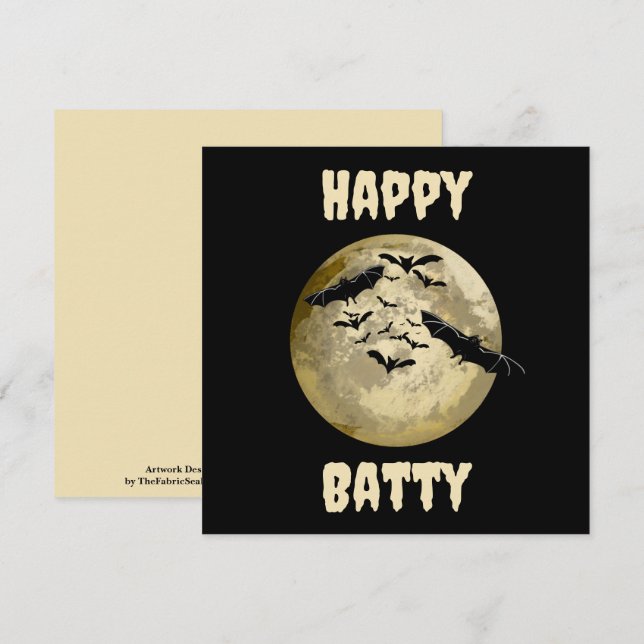Halloween Harvest Full Moon And Night Flight Bats Card (Front/Back)
