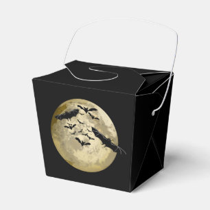 Halloween Harvest Full Moon And Night Flight Bats Favor Boxes