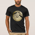 Halloween Harvest Full Moon And Night Flight Bats T-Shirt<br><div class="desc">Men's Bella Canvas Tri-blend Jersey T-Shirt and casual fun fashion statement apparel accessory printed with a Halloween Harvest Full Moon And Night Flight Bats hand drawn graphic artwork drawing design illustration by TheFabricSeal print on demand shop at Zazzle.com #ZazzleMade ©️Original. https://www.zazzle.com/store/thefabricseal This Halloween classic looking vintage style art piece features...</div>