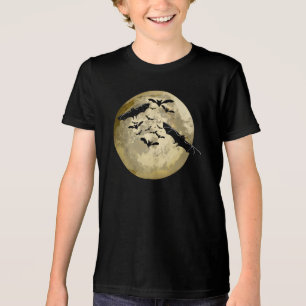 Halloween Harvest Full Moon And Night Flight Bats Tri-Blend Shirt