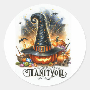 Halloween Hat Classic Round Sticker